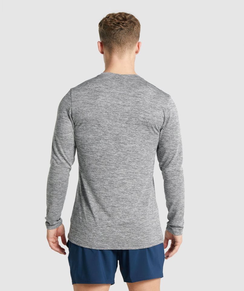 Gymshark Arrival Marl Long Sleeve T-shirt Herr Grå | SE-97405H