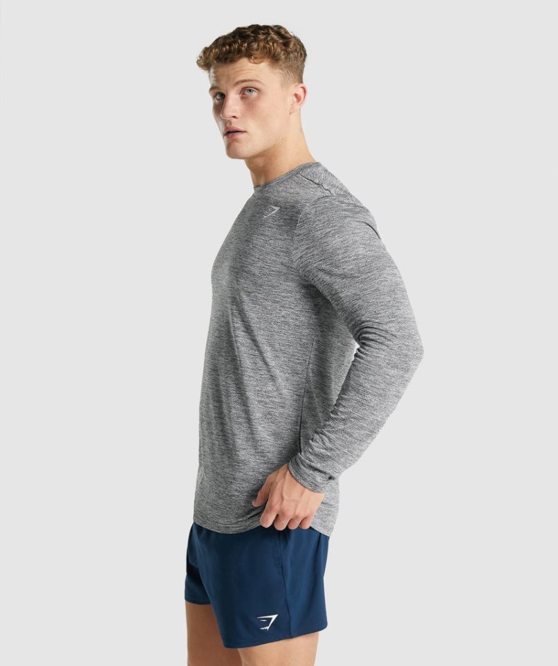 Gymshark Arrival Marl Long Sleeve T-shirt Herr Grå | SE-97405H