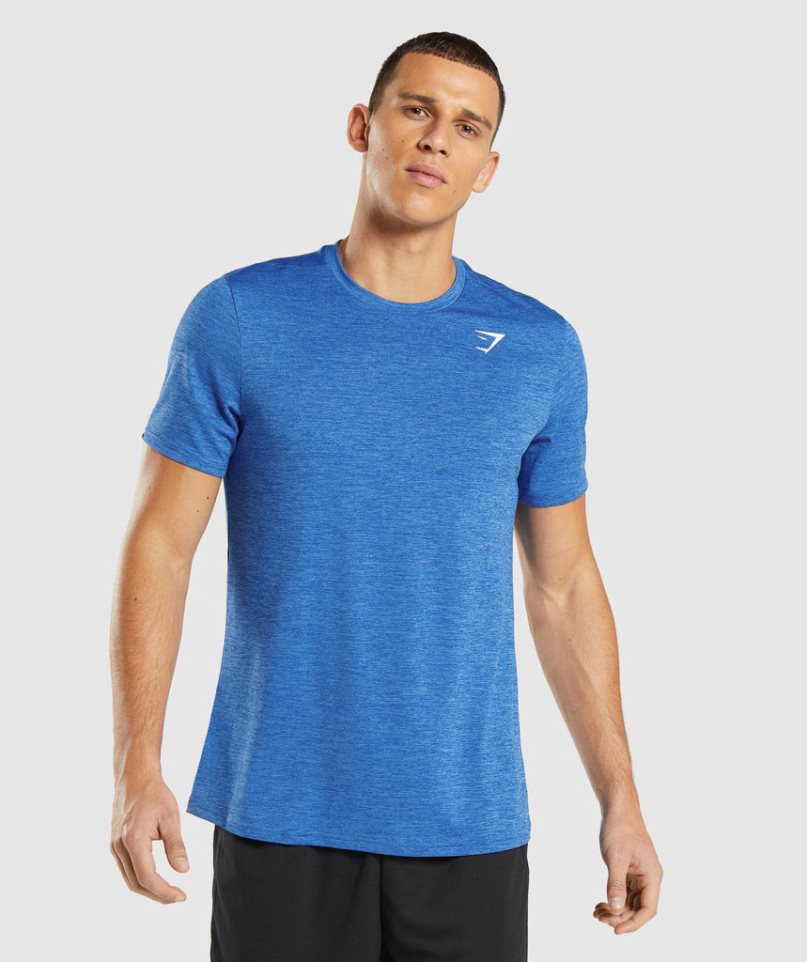 Gymshark Arrival Marl T-shirt Herr Blå | SE-98071V