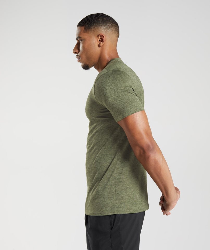 Gymshark Arrival Marl T-shirt Herr Olivgröna | SE-27154T