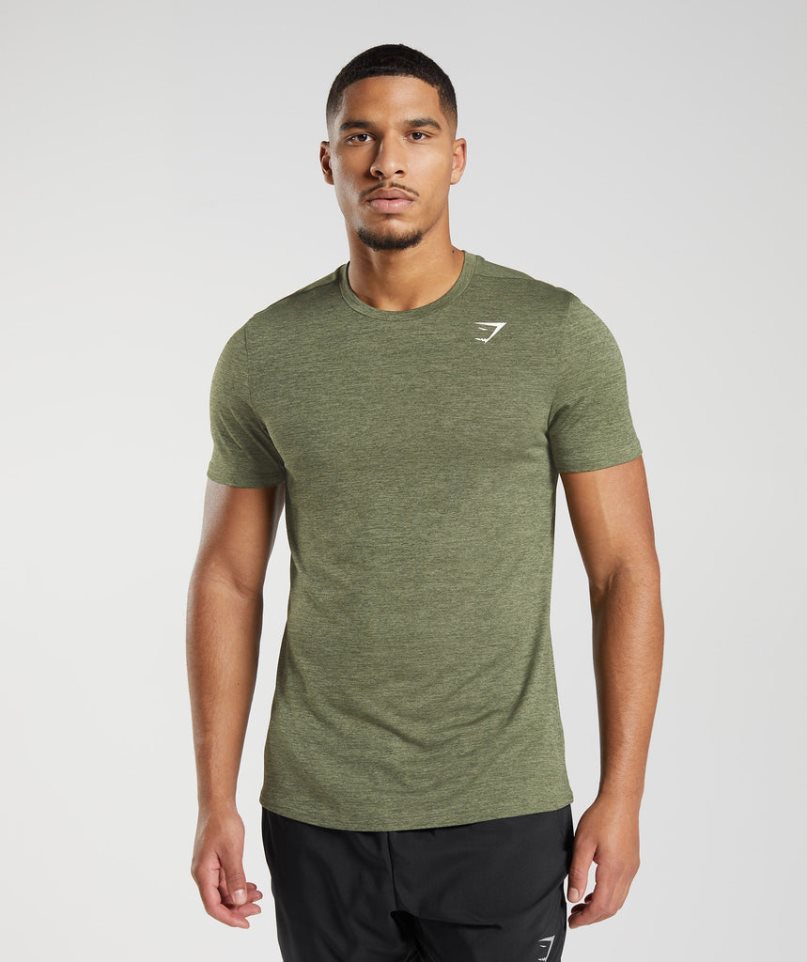 Gymshark Arrival Marl T-shirt Herr Olivgröna | SE-27154T