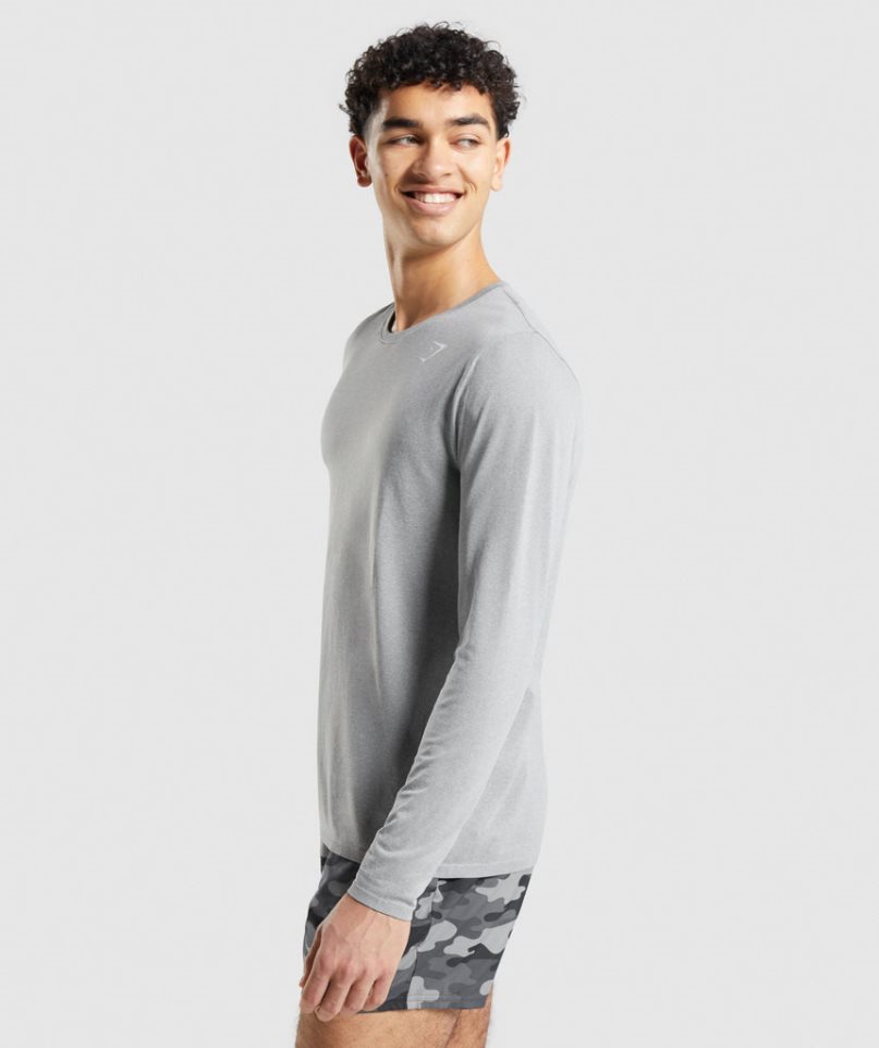 Gymshark Arrival Seamless Long Sleeve T-shirt Herr Grå | SE-30127H