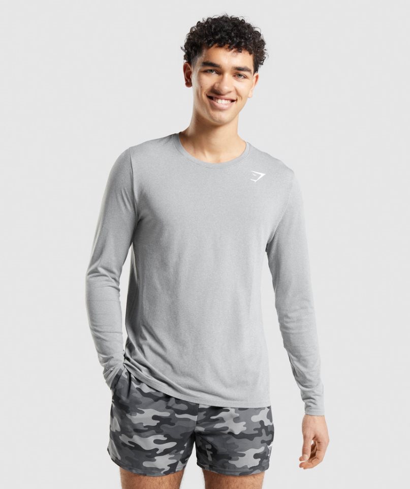 Gymshark Arrival Seamless Long Sleeve T-shirt Herr Grå | SE-30127H