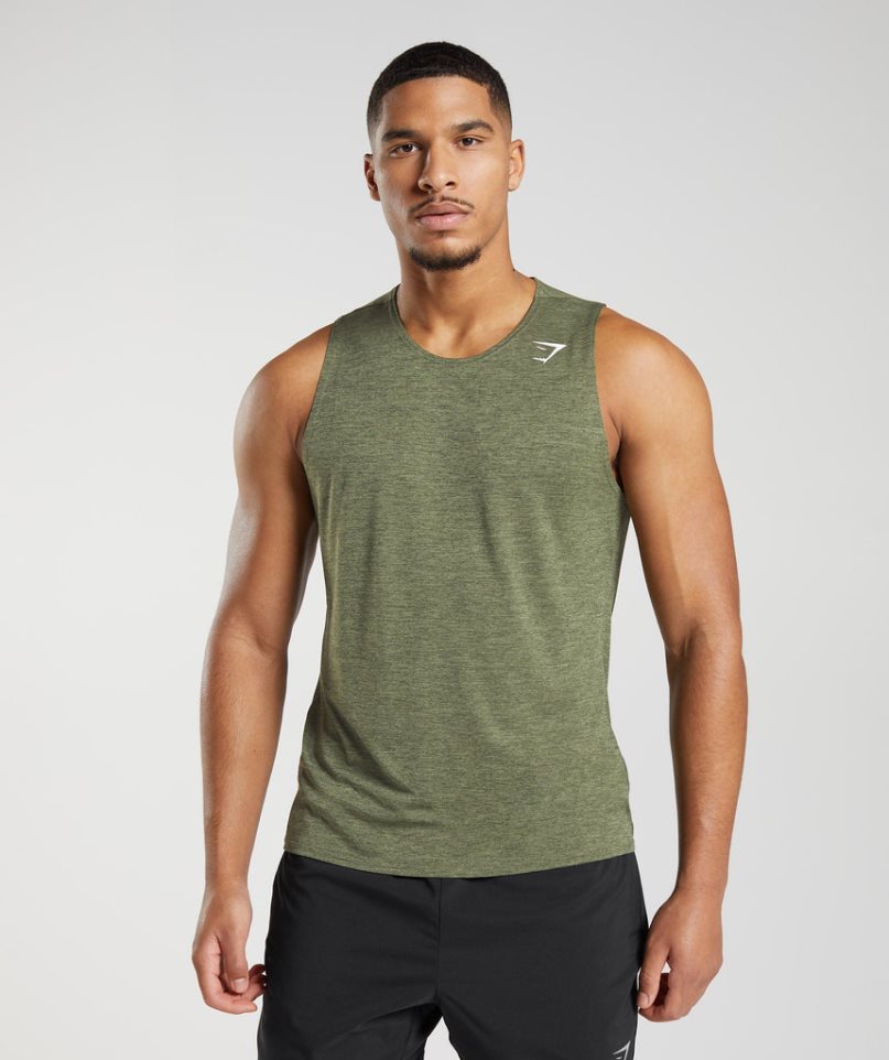 Gymshark Arrival Slim Marl Linnen Herr Olivgröna | SE-21685G