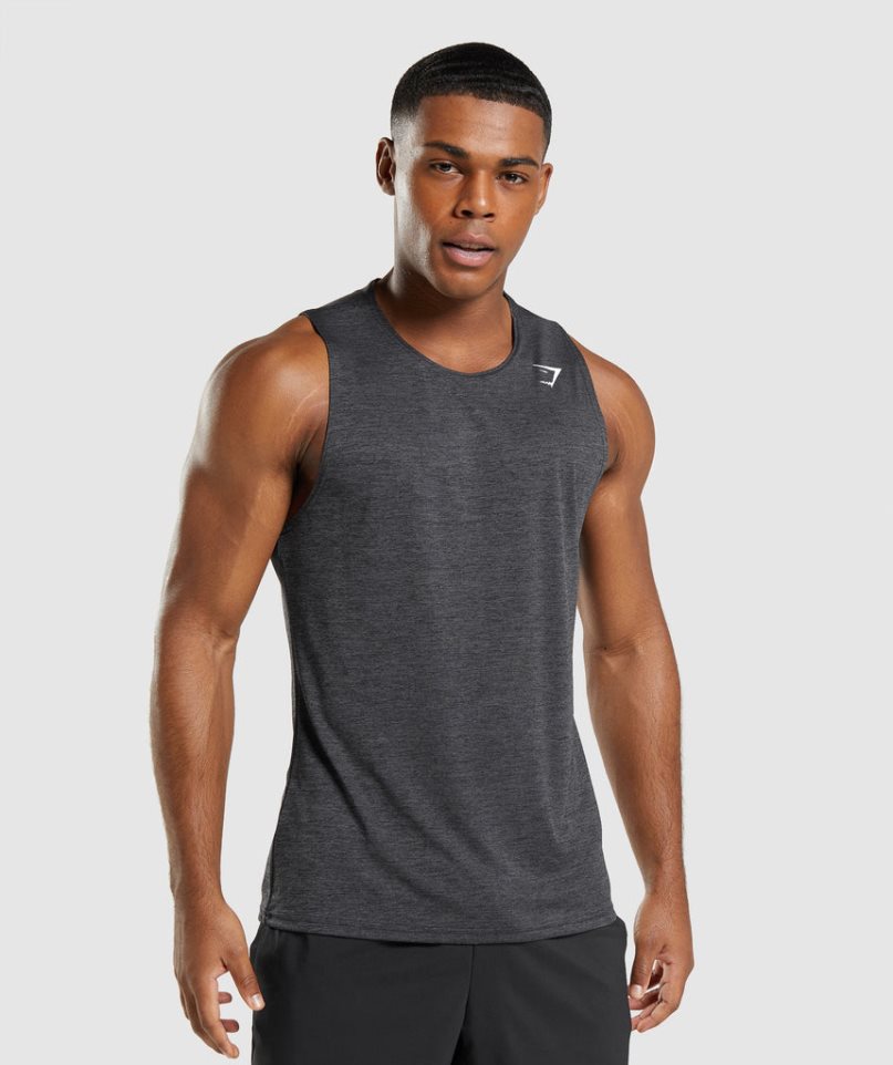 Gymshark Arrival Slim Marl Linnen Herr Svarta | SE-90465Q