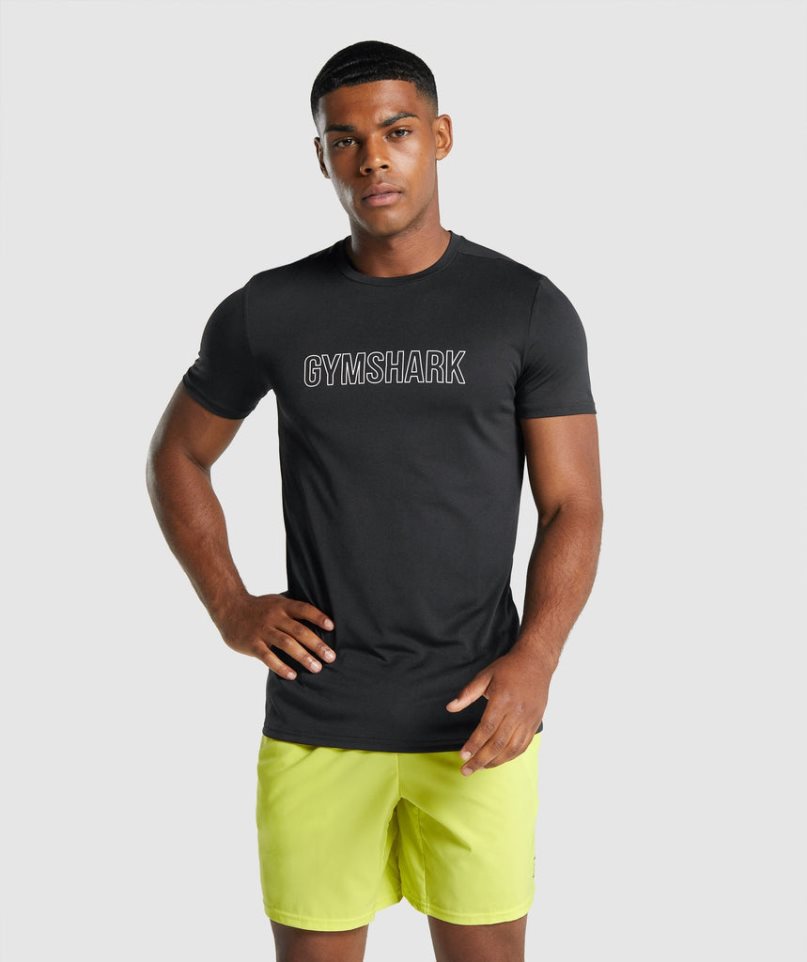 Gymshark Arrival Tryck T-shirt Herr Svarta | SE-47618L