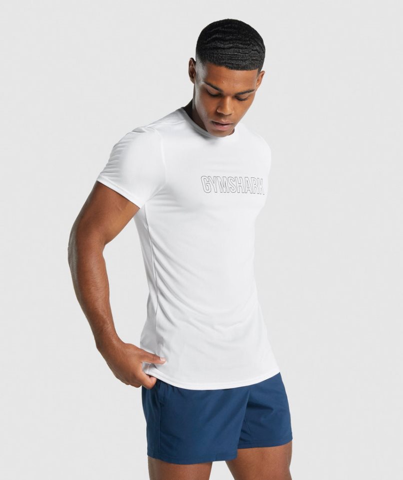 Gymshark Arrival Tryck T-shirt Herr Vita | SE-92840K