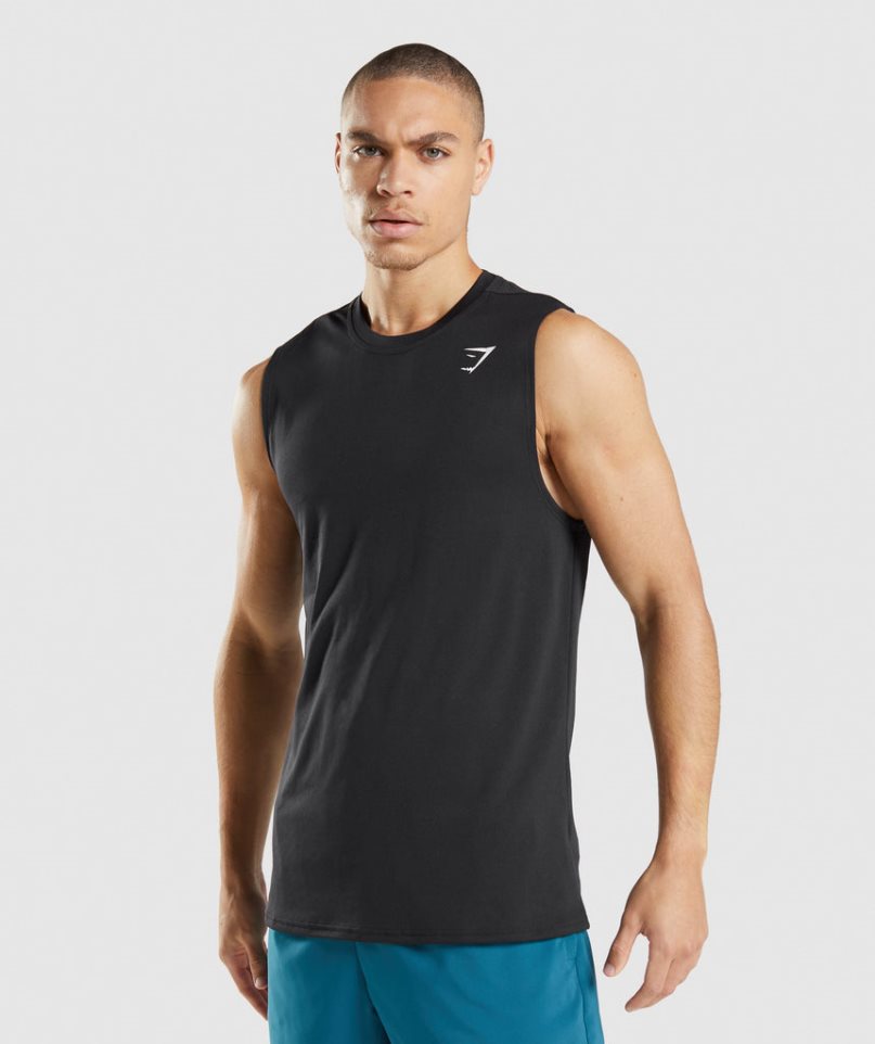 Gymshark Arrival Ärmlös Linnen Herr Svarta | SE-06483Z