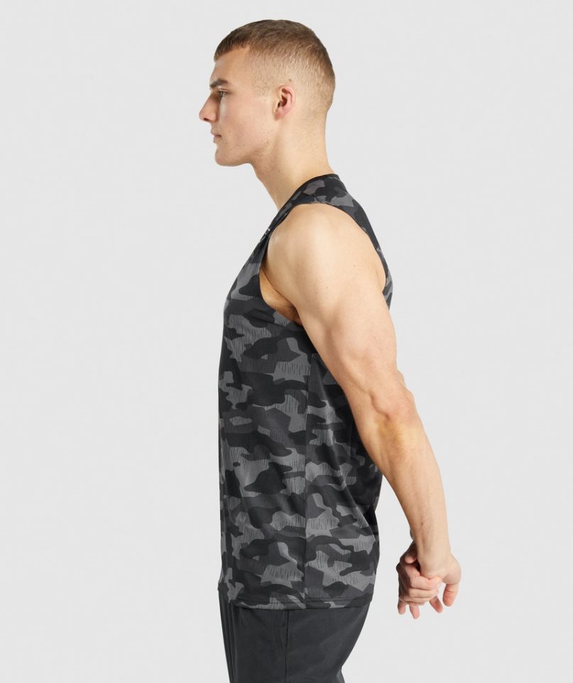 Gymshark Arrival Ärmlös T-shirt Herr Camo | SE-82630O