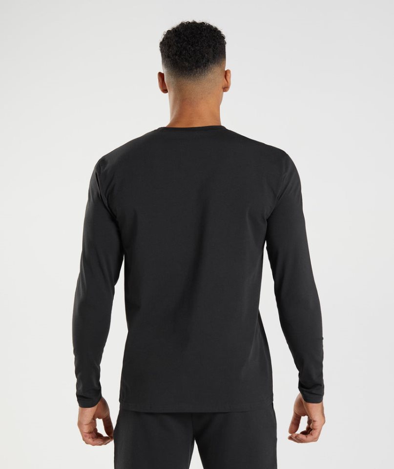 Gymshark Block Long Sleeve T-shirt Herr Svarta | SE-72549G