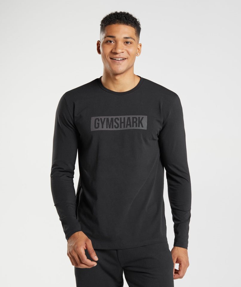 Gymshark Block Long Sleeve T-shirt Herr Svarta | SE-72549G