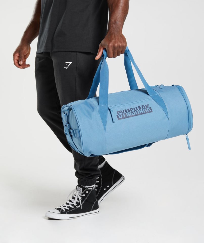 Gymshark Bold Barrel Sportväska Blå | SE-95843T