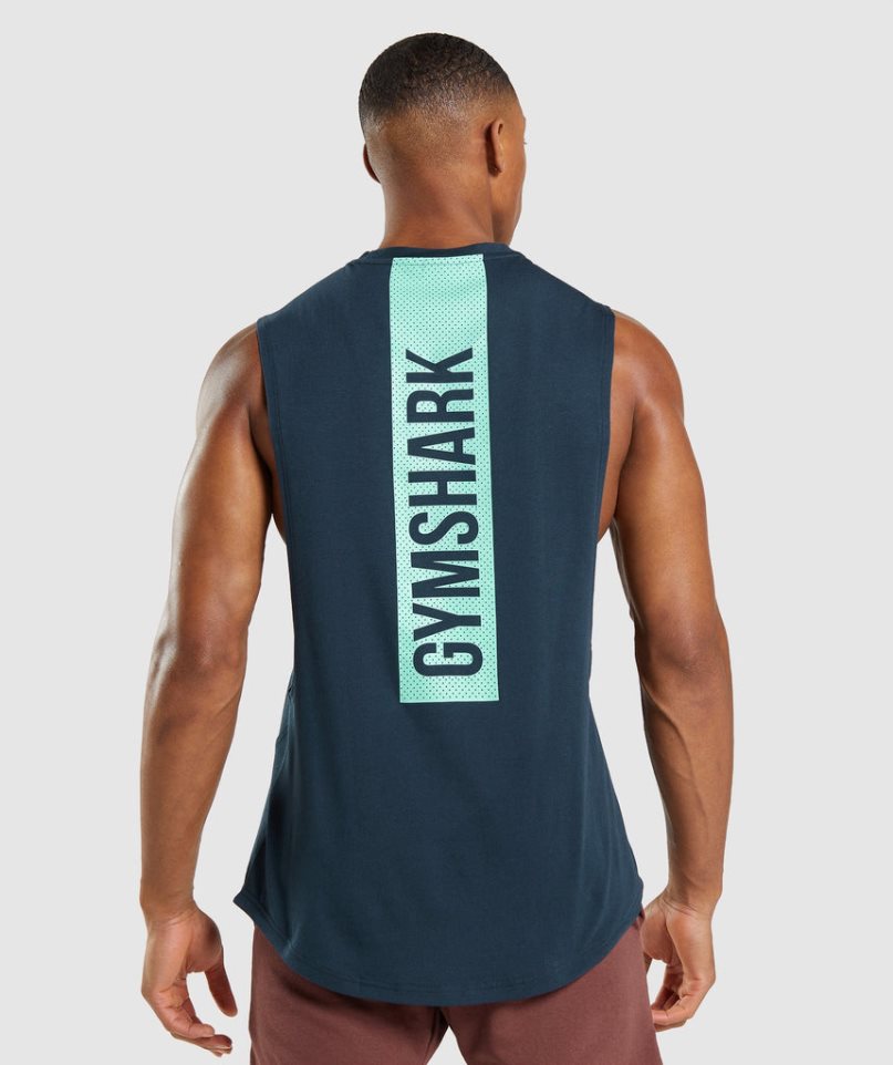 Gymshark Bold Drop Arm Linnen Herr Marinblå | SE-96501Y