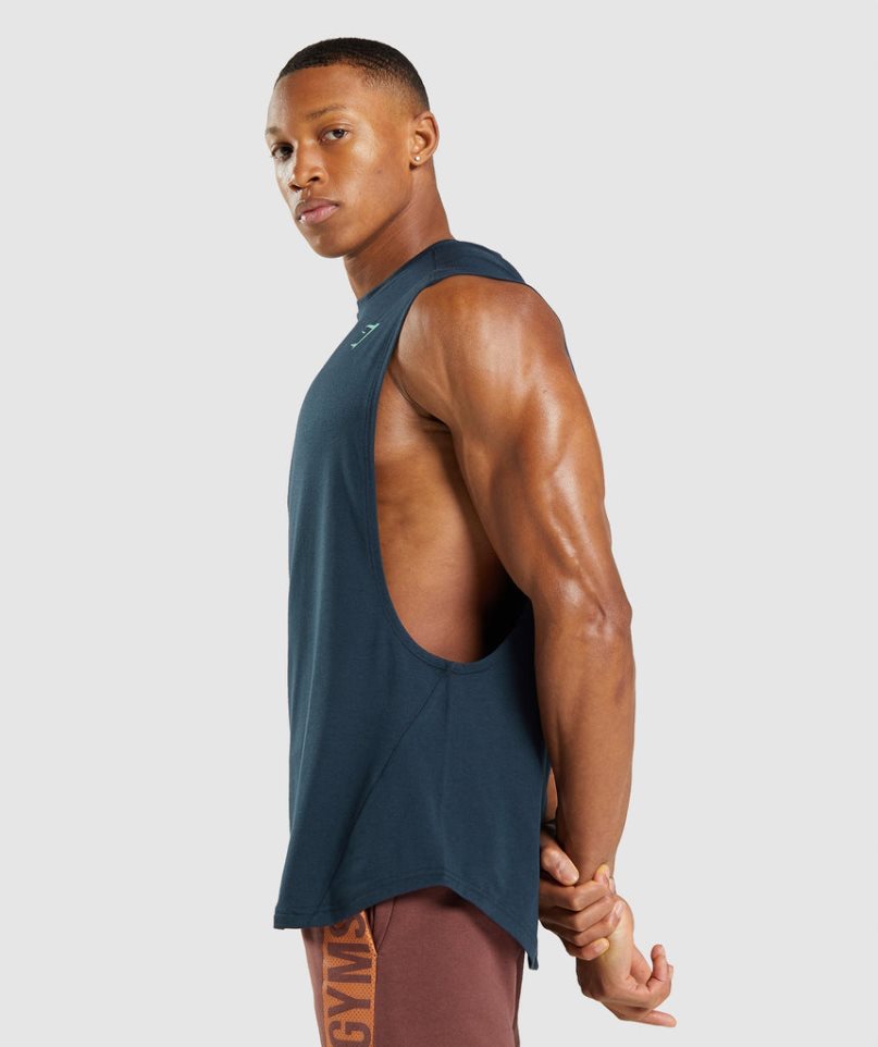 Gymshark Bold Drop Arm Linnen Herr Marinblå | SE-96501Y