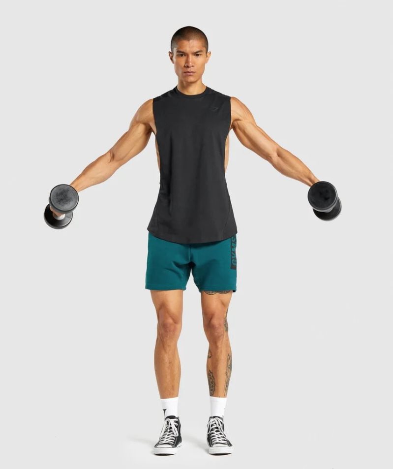 Gymshark Bold Drop Arm Linnen Herr Svarta | SE-59601Q