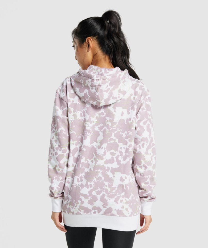 Gymshark Camo Tryck Oversized Hoodie Dam Ljuslila | SE-13648O