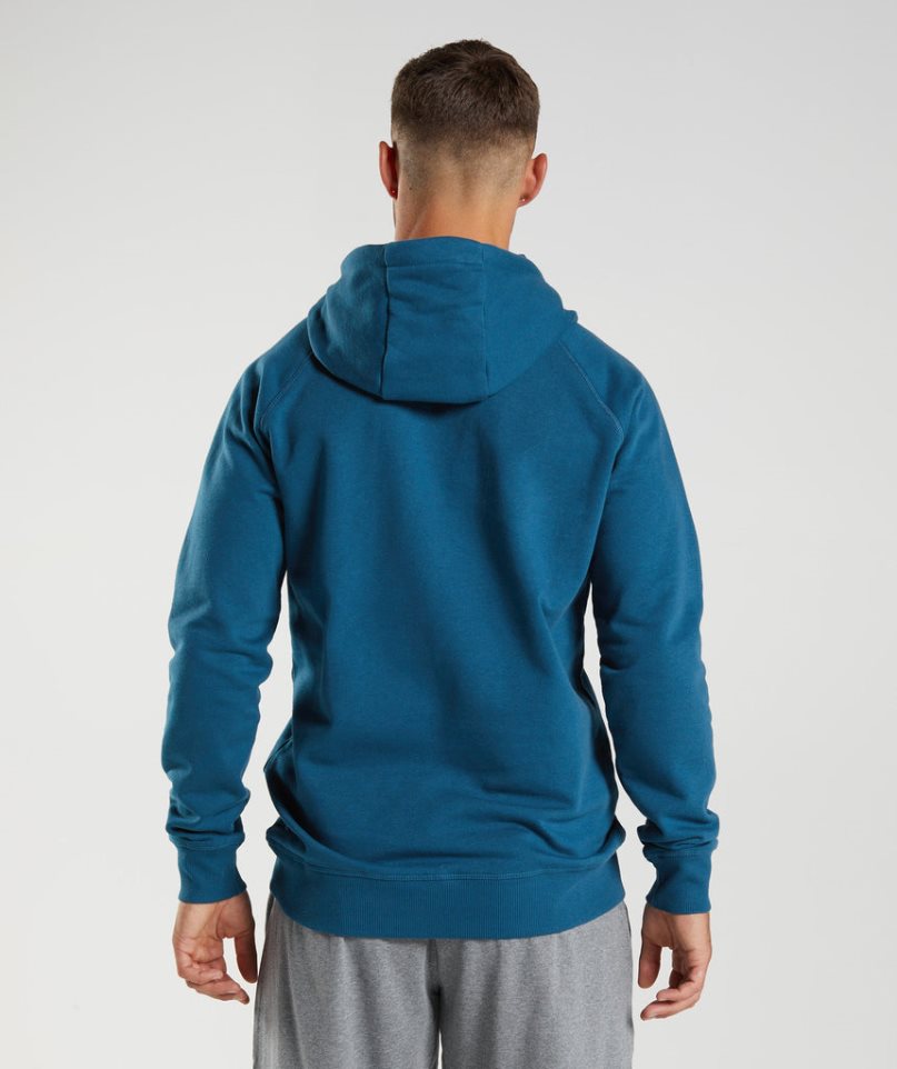 Gymshark Crest Hoodie Herr Blå | SE-46085M