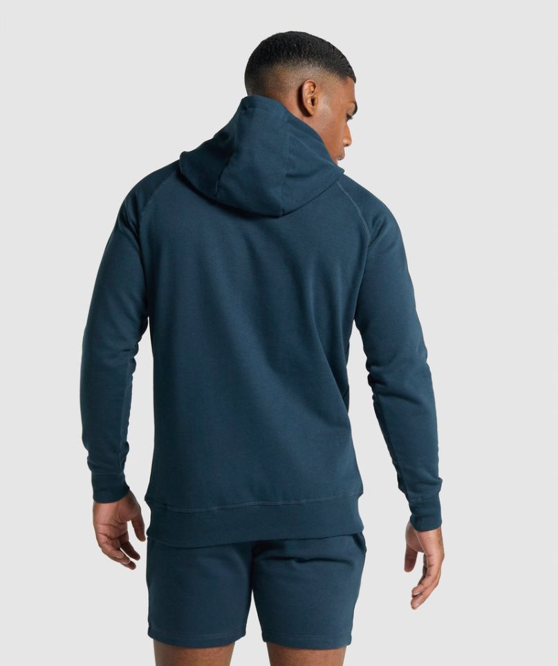 Gymshark Crest Hoodie Herr Marinblå | SE-40179T