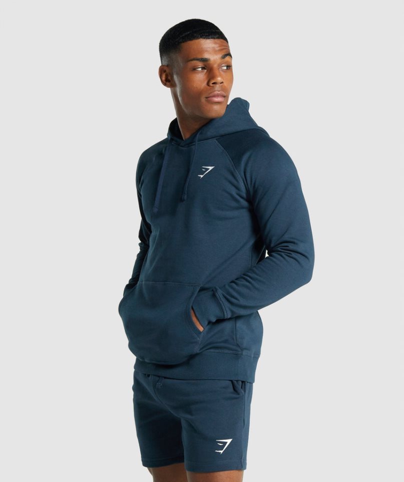 Gymshark Crest Hoodie Herr Marinblå | SE-40179T