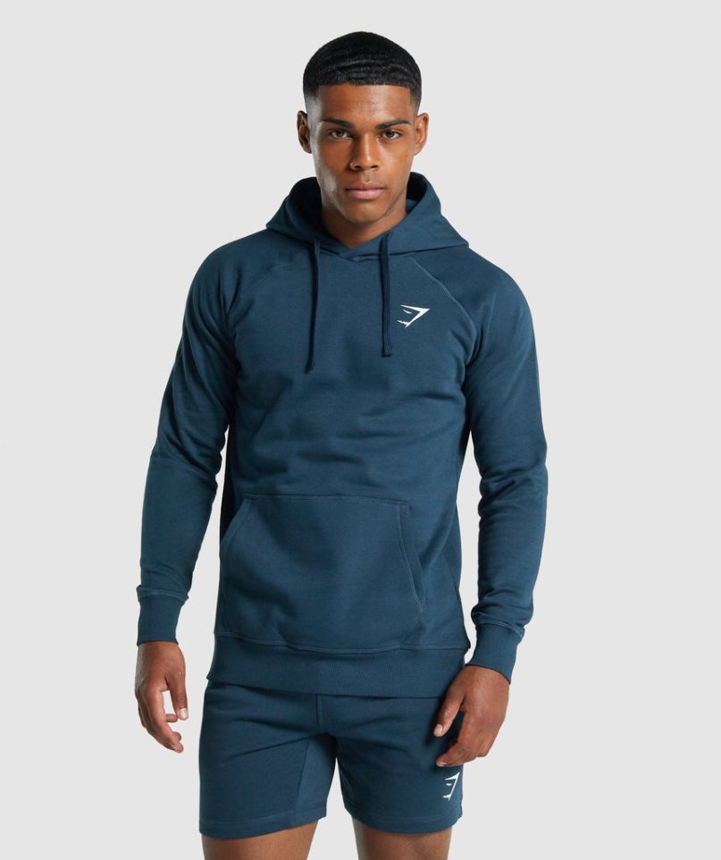 Gymshark Crest Hoodie Herr Marinblå | SE-40179T