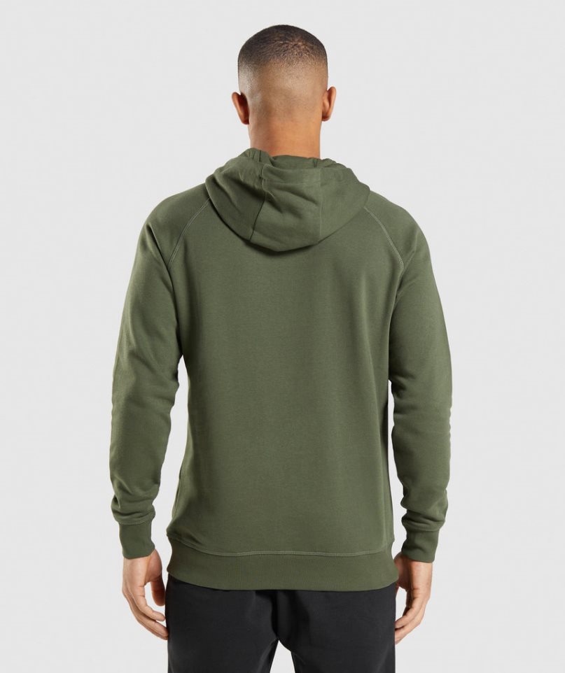 Gymshark Crest Hoodie Herr Olivgröna | SE-19507U