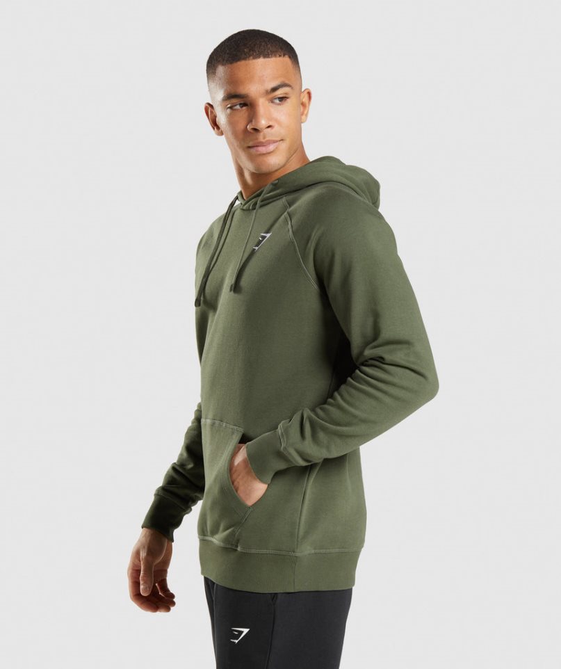 Gymshark Crest Hoodie Herr Olivgröna | SE-19507U