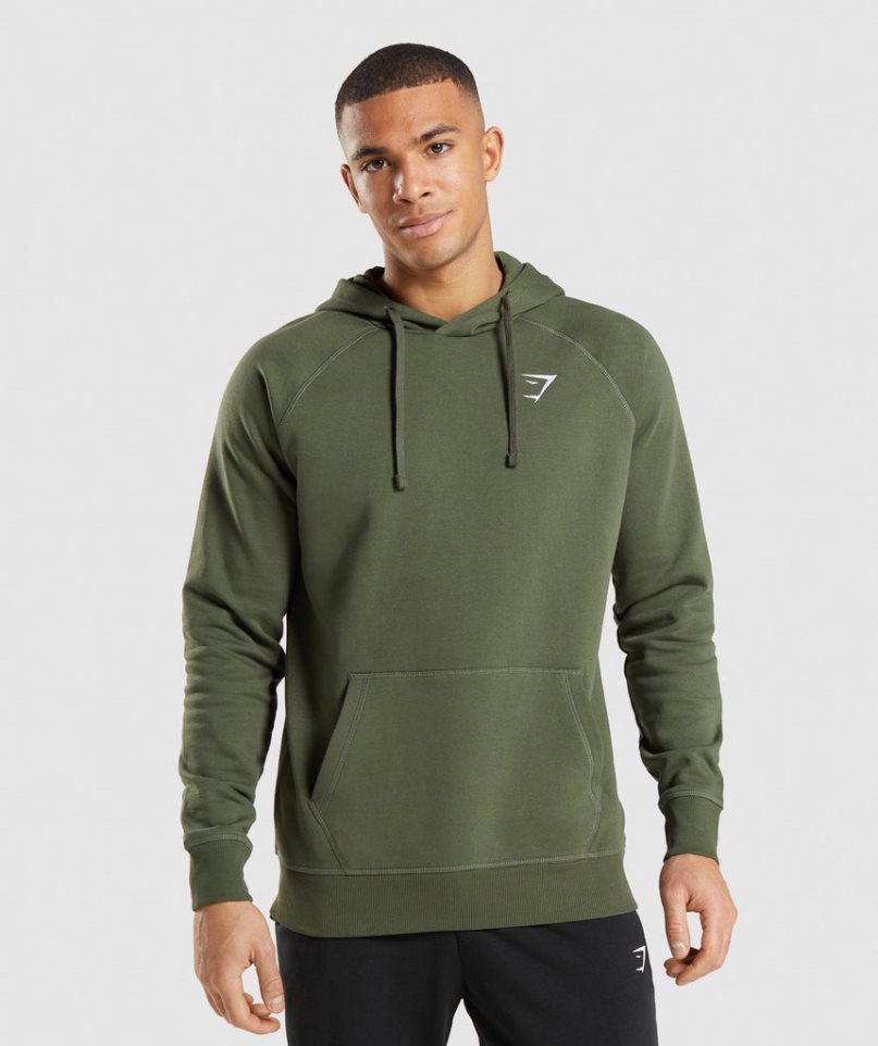 Gymshark Crest Hoodie Herr Olivgröna | SE-19507U