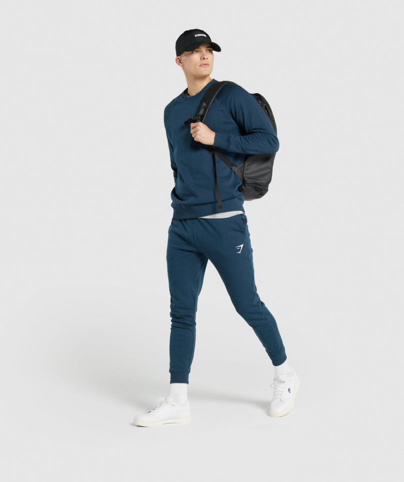 Gymshark Crest Mjukisbyxor Herr Marinblå | SE-73651H