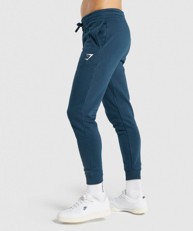 Gymshark Crest Mjukisbyxor Herr Marinblå | SE-73651H