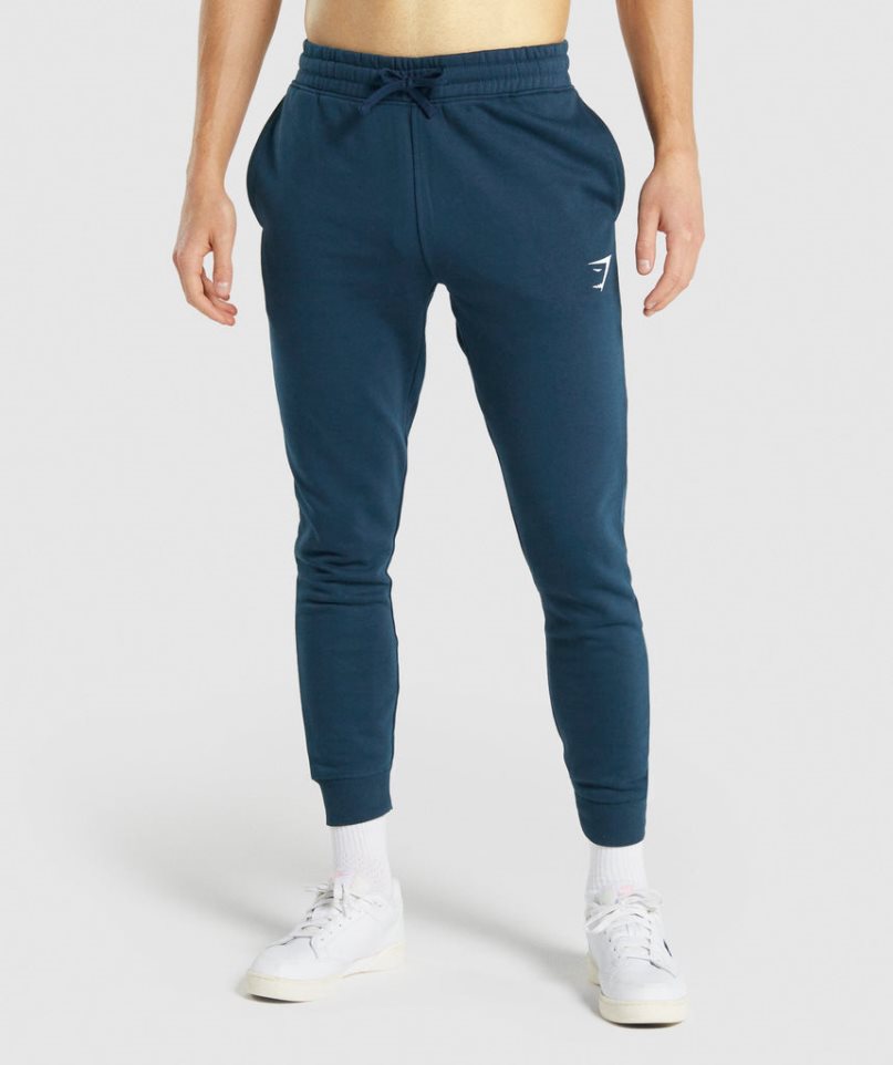 Gymshark Crest Mjukisbyxor Herr Marinblå | SE-73651H