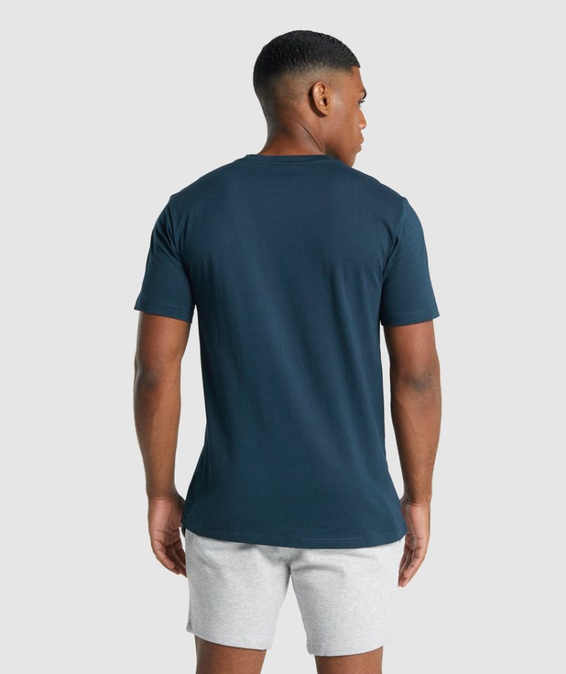 Gymshark Crest T-shirt Herr Marinblå | SE-18730A