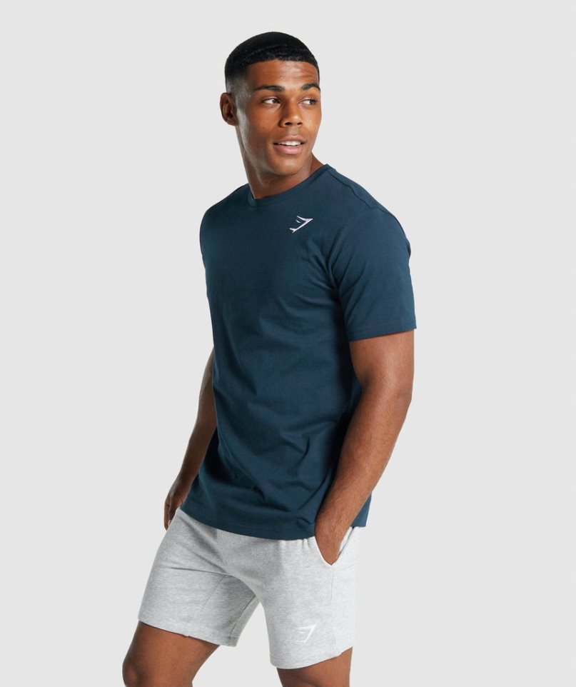 Gymshark Crest T-shirt Herr Marinblå | SE-18730A