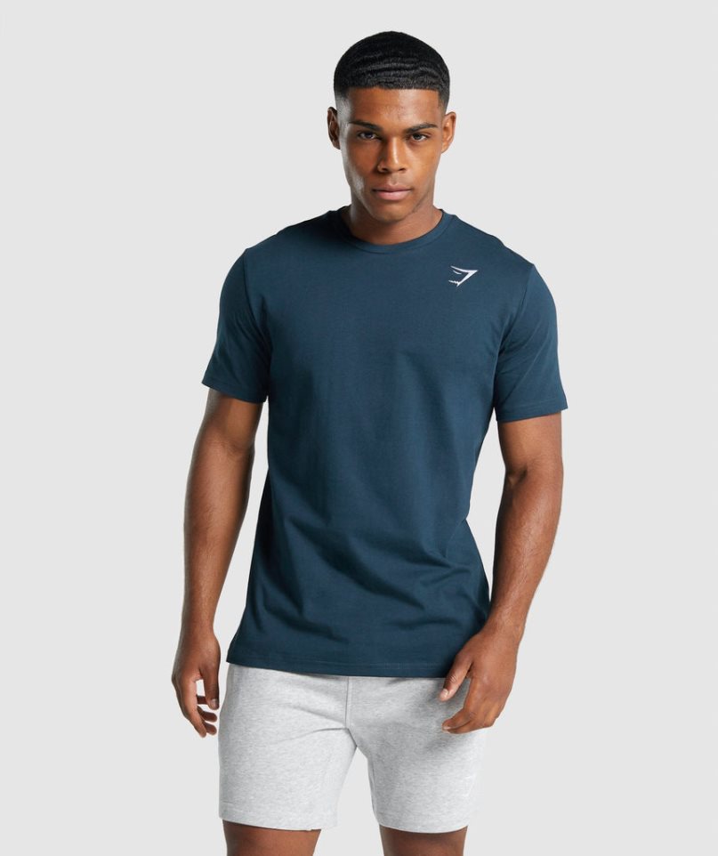 Gymshark Crest T-shirt Herr Marinblå | SE-18730A