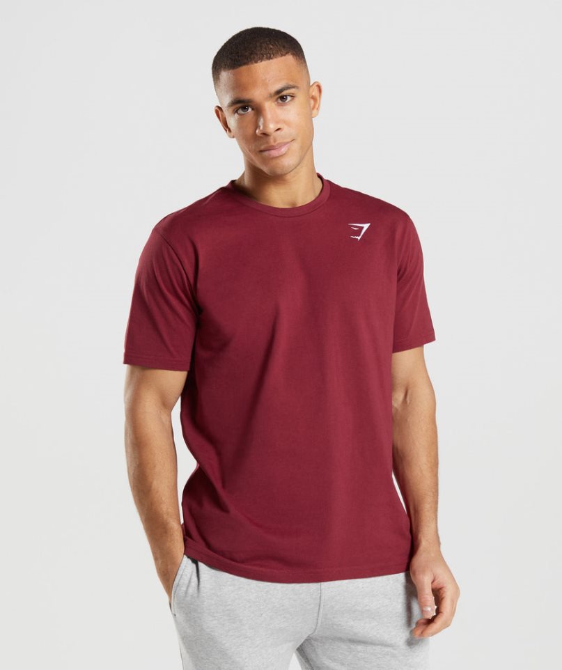 Gymshark Crest T-shirt Herr Vinröda | SE-59432Y