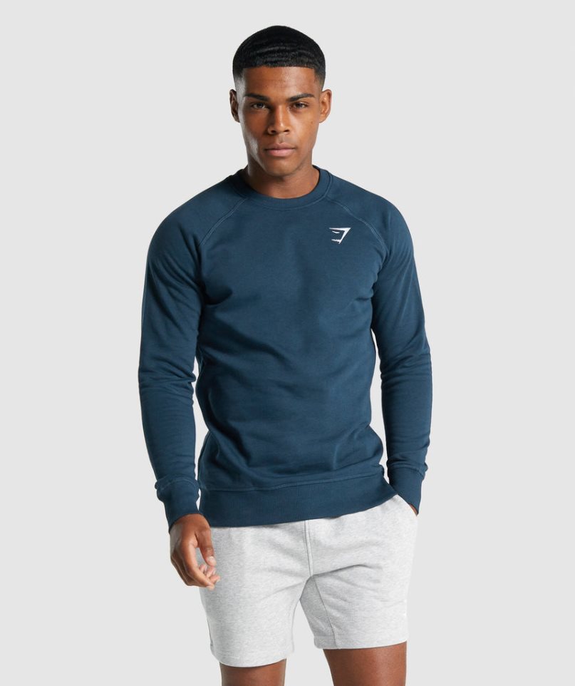 Gymshark Crest Tröjor Herr Marinblå | SE-96578M