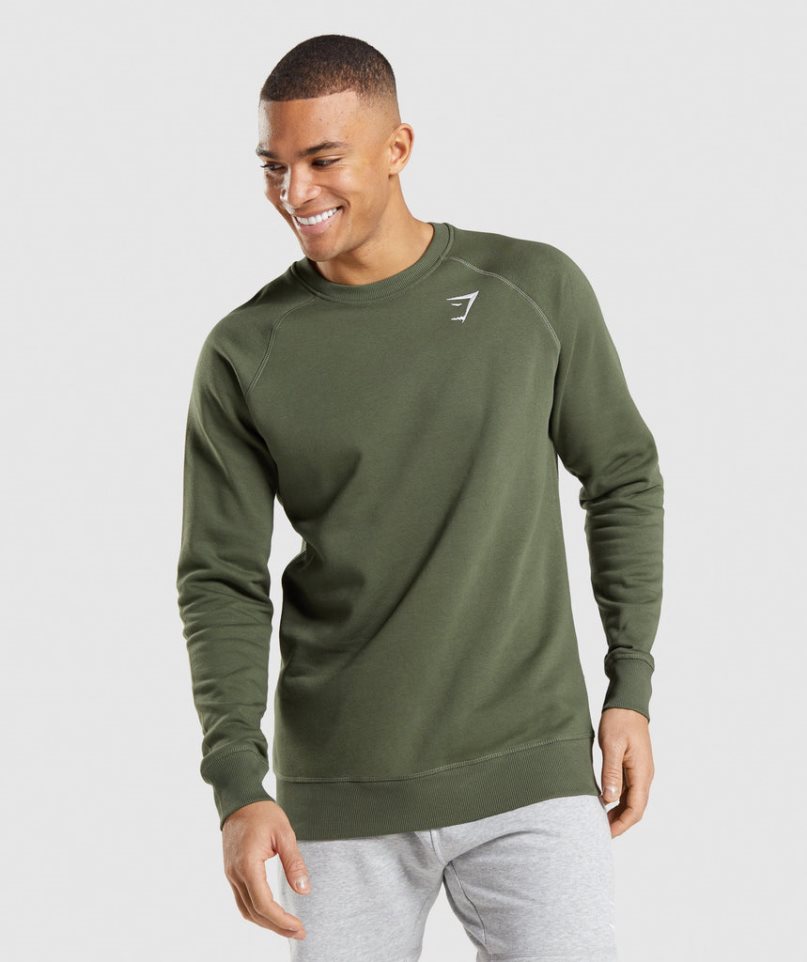 Gymshark Crest Tröjor Herr Olivgröna | SE-75932R