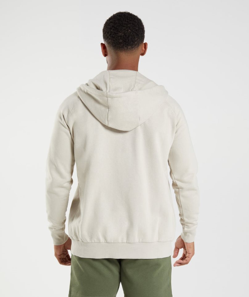 Gymshark Crest Zip Up Hoodie Herr Ljusgrå | SE-12057H