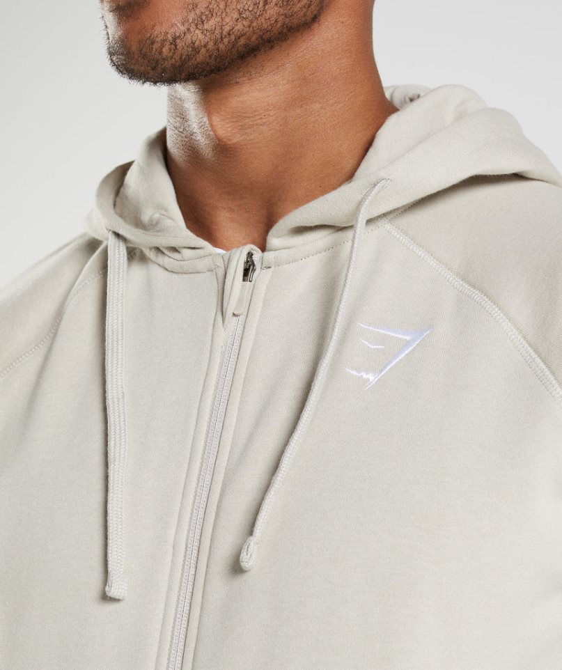 Gymshark Crest Zip Up Hoodie Herr Ljusgrå | SE-12057H