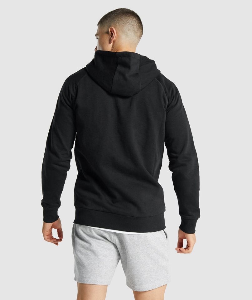 Gymshark Crest Zip Up Hoodie Herr Svarta | SE-62538I