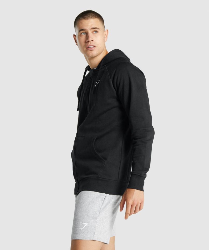 Gymshark Crest Zip Up Hoodie Herr Svarta | SE-62538I