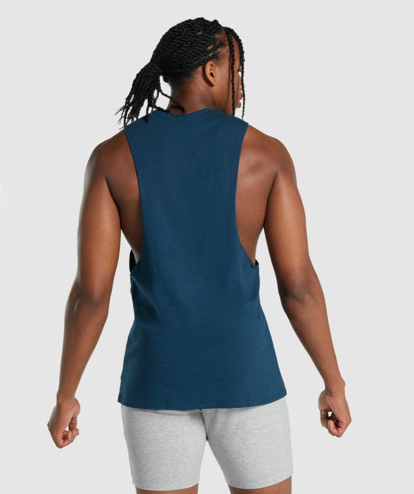 Gymshark Critical 2.0 Drop Arm Linnen Herr Marinblå | SE-93178K