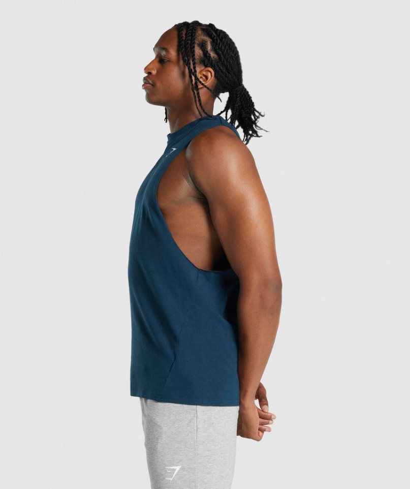 Gymshark Critical 2.0 Drop Arm Linnen Herr Marinblå | SE-93178K