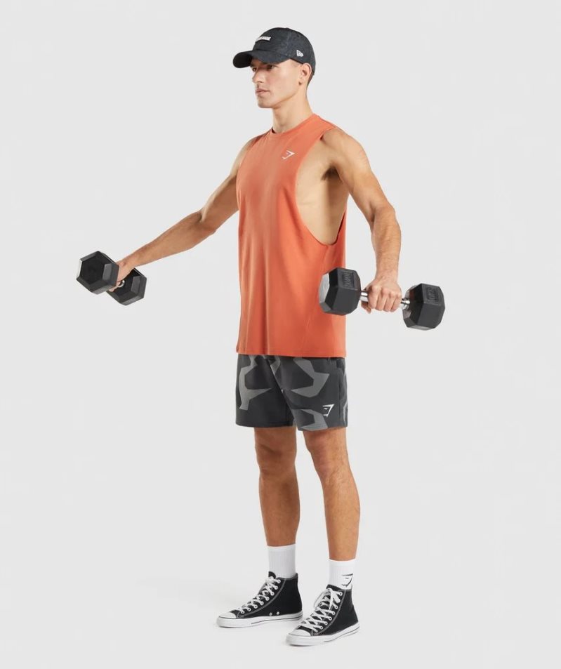 Gymshark Critical Drop Arm Linnen Herr Orange | SE-41926U