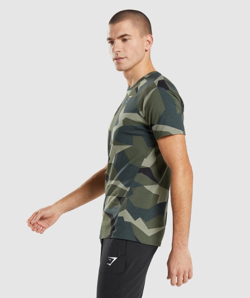 Gymshark Critical T-shirt Herr Camo | SE-37490Q