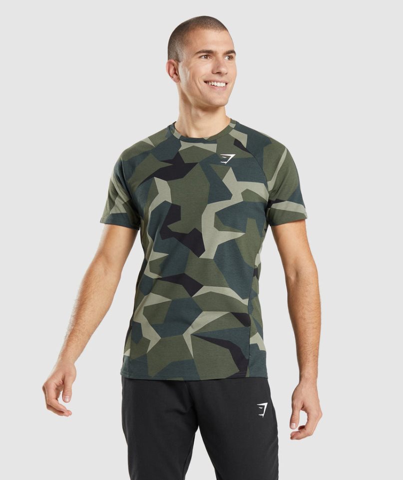 Gymshark Critical T-shirt Herr Camo | SE-37490Q