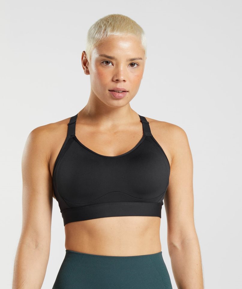 Gymshark Cut Out Back High Support Sport Bh Dam Svarta | SE-91736Y