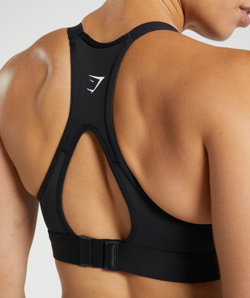 Gymshark Cut Out Back High Support Sport Bh Dam Svarta | SE-91736Y