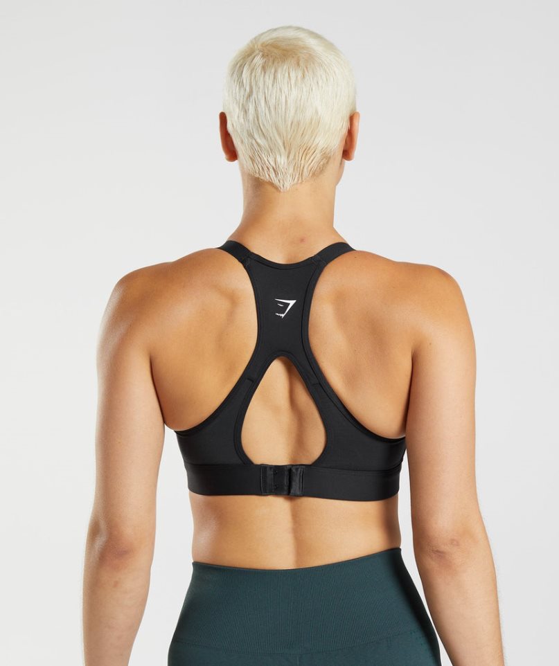 Gymshark Cut Out Back High Support Sport Bh Dam Svarta | SE-91736Y