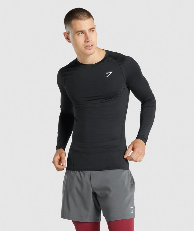 Gymshark Element Baselayer Long Sleeve T-shirt Herr Svarta | SE-01625Z