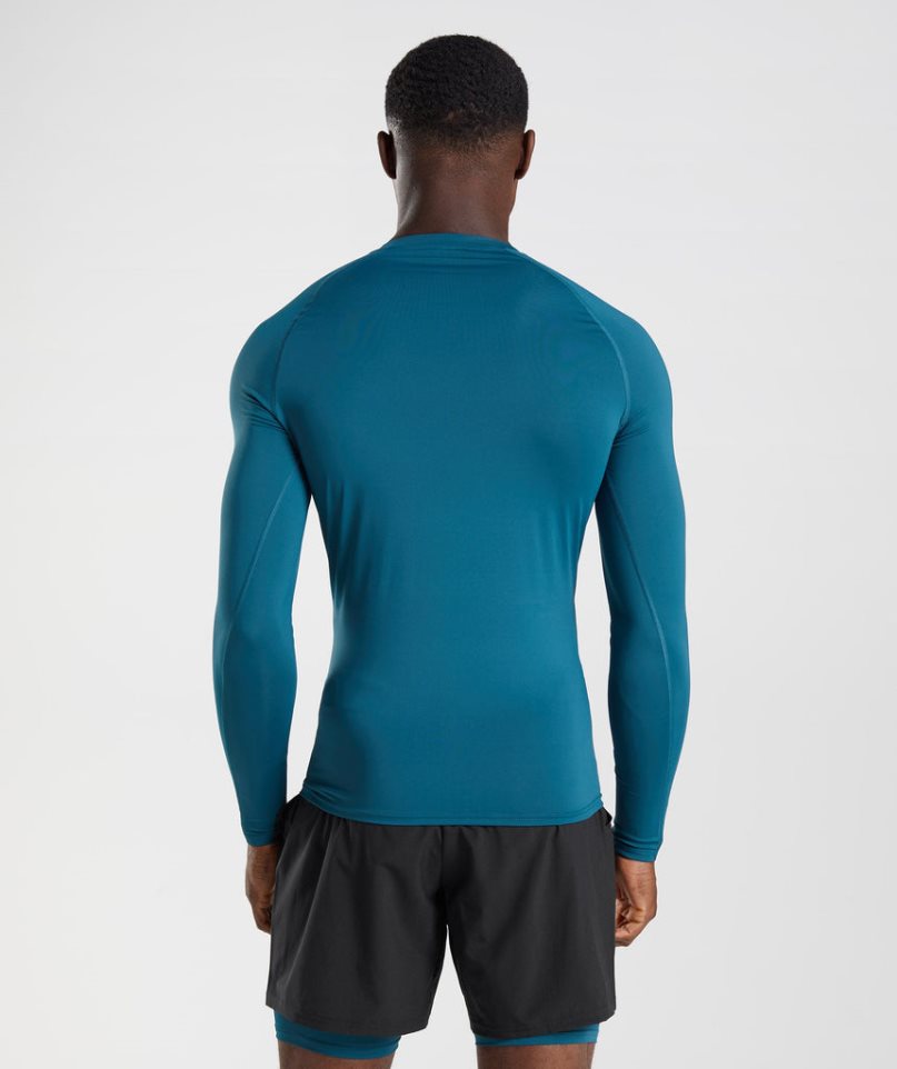 Gymshark Element Baselayer Long Sleeve Top T-shirt Herr Blå | SE-30214Y